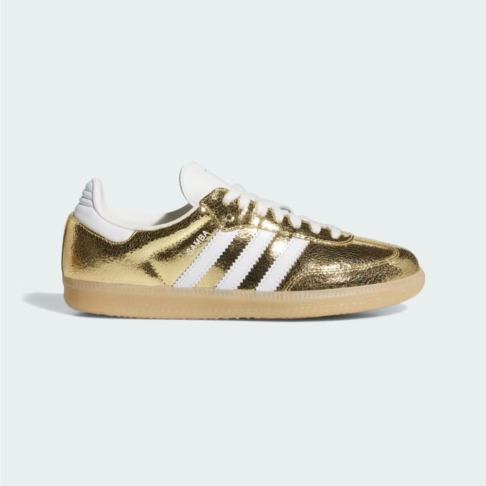 Adidas Metallic Gold and White Sneakers